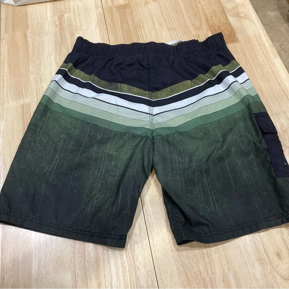 Guinness Beer Men's Black Green White Striped Board Shorts Swim Trunks Size 36